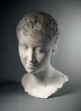 Coralie aux cheveux noués au-dessus de la nuque, avec une découpe arrondie, entre 1935 et 1945 by Jean Osouf, Plâtre, sold Oct 2015