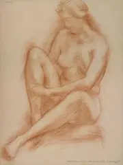 Nu féminin assis by Robert Wlérick, Sanguine Annoté: dessin de Robert Wlérick, authentifié par son fils, sold Oct 2015