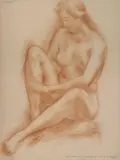 Nu féminin assis by Robert Wlérick, Sanguine Annoté: dessin de Robert Wlérick, authentifié par son fils, sold Oct 2015