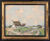 Village en Bretagne by Ernest Guérin, Encre et aquarelle, sold Apr 2022