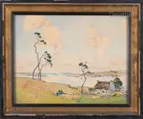 Golf du Morbihan, Bretagne by Ernest Guérin, Encre et aquarelle signée et située en bas à droite, sold Apr 2022