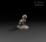 Chien assis by Henri Alfred Jacquemart, Épreuve en bronze patiné brun, sold Apr 2022