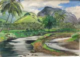 Lot d'aquarelles by Hélène Besnard Giroudias, Gouache, sold Jan 2022