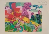 Personnages et tigre by Charles Lapicque, Lithographie en couleurs, sold Jan 2022