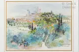 Le village de San Gimignano by Monique Journod, Pastel sur papier signé et situé en bas à droite, sold Jan 2022
