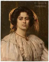Portrait d’Exilée by Léon Herbo, Toile d’origine Sans cadre Hauteur :, sold Dec 2021