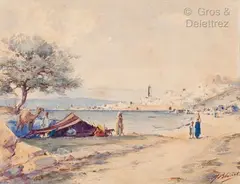Vue de Sousse en Tunisie by Marcel Blairat, Aquarelle, sold Dec 2021