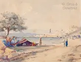Vue de Sousse en Tunisie by Marcel Blairat, Aquarelle, sold Dec 2021