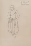 Jeune femme debout au torse nu by Jacques Majorelle, Crayon et fusain, sold Dec 2021