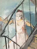 Algéroise dans les escaliers by Jean Launois, Gouache, sold Dec 2021