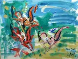 Course de chevaux by Gen Paul, 1948, Gouache signée, sold May 2017