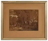 Les Saules by Eugène Fromentin, Fusain et gouache blanche sur papier, sold Nov 2024