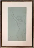 Nu féminin by George Clairin, Crayon noir sur papier mi-teinte, sold Nov 2024