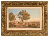 La Villa Mattei, vue de la Via Appia vers les collines d'Albali by Salomon Corrodi, 1873, Aquarelle, sold Nov 2024
