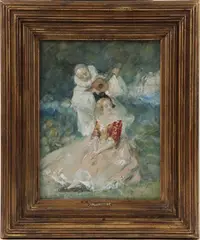 Pierrot et Colombine by Antoine Calbet, Aquarelle, sold Nov 2024