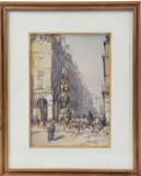 La statue de Jeanne d'Arc par Frémiet, rue de Rivoli by Eugène Villon, Aquarelle sur papier, sold Nov 2024