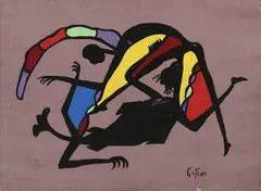 Danseurs by Marcel Gotène, Gouache sur papier signée en bas à droite, sold Nov 2024