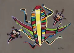 Composition by Marcel Gotène, Gouache sur papier signée en bas à droite, sold Nov 2024