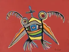 (1939-2013) Figure magique by Marcel Gotène, Gouache sur papier signée en bas à droite, sold Nov 2024
