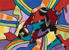 (1939-2013) Femme à la calbasse by Marcel Gotène, Gouache sur papier signée en bas droite, sold Nov 2024