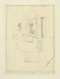 Composition cubique by Jindrich Stryrsky, Crayon noir sur papier (calque?), sold Mar 2016