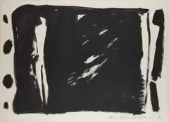 Composition noire by Aki Kuroda, 1984, Gouache sur papier, sold May 2019