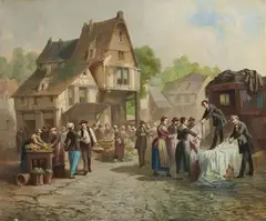 Scène de marché by Leonard Saurfelt, Toile, sold Mar 2019