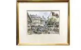 La place du marché à Honfleur by Denis Verspecht, Aquarelle sur papier, sold Apr 2024