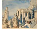 Capri-villa Waldemar Bonsels mit Polyphem i by Lucidius Diefenbach, watercolor, sold Sep 2015