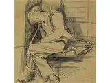 Ruhender Mann by Edith Kramer, charcoal, sold Dec 2016