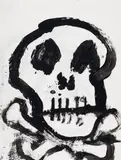 Skull by John Scott, mixed media on paper, sold Jun 2021