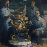 Demonstration by Vitaly Medvedovsky, oil on canvas, sold May 2021