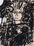 Weapon by John Scott, mixed media on paper, sold May 2021