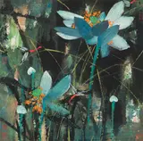 Lotus by Wang Naizhuang, ink and watercolour on paper, sold Apr 2021