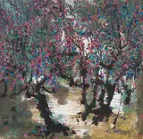 Flowering Trees by Wang Naizhuang, watercolour and ink on paper, sold Apr 2021