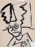 Dizzy Bunny by John Scott, 1992, mixed media on paper, sold Mar 2021
