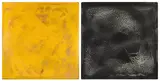 Homatoma Black and Yellow by Tom Burrows, mixed media on board (diptych), sold Mar 2021