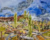 View Lots Coming Up by David Alexander, 1986, acrylic on canvas, sold Mar 2021