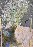 Support System with Michaelmas Daisies #1 by Agatha Falk, 1987, oil on canvas, sold Mar 2021