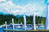 Low Flying Gulls by Tiko Kerr, acrylic on canvas, sold Mar 2021
