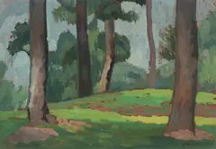 Trees, Tasmania by Roland Wakelin, 1934, Oil on Panel, sold Oct 2026