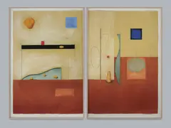 Studio with Landscape (Diptych) by Peter D. Cole, 1993, Pastel on Paper, sold Oct 2026