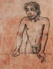 Red Nude (Bali) by Donald Friend, Ink & Wash, offered Oct 2026