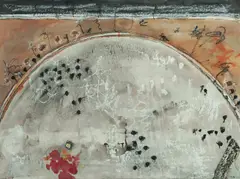 Winter After Fire by Elwyn Lynn, 1985, Mixed Media on Paper, sold Oct 2026