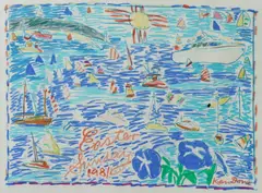 Easter Sunday - 1981 by Ken Done, 1981, Crayon & Mixed Media on Paper, sold Oct 2026