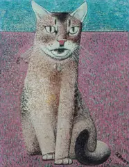 The Cat by Keith Looby, Oil on Paper, sold Oct 2026