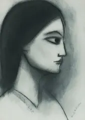 Girl in Profile by Robert Dickerson, Charcoal, sold Oct 2026