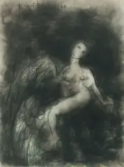 Angel Supporting Nude by David Boyd, 1966, Sfumato & Charcoal, sold Oct 2026