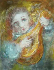 Music and the Angels / An Angel and His Flute by David Boyd, Oil Pastel & Lift, sold Oct 2026
