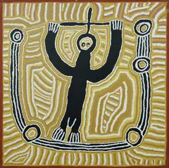 Haleluja (Hallelujah) by Linda Syddick Napaljarri, 2006, Accompanied by 5 photographs of the artist with the painting, and notes written by the artist's husband, Frank Russell P, sold Oct 2026